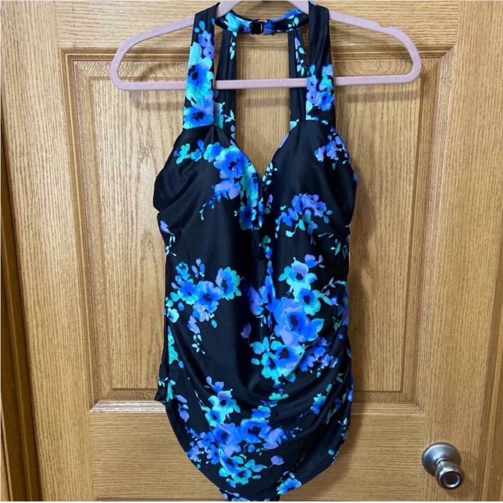 New Vintage look hback skirted Sarong Swimsuits For All one piece plus size 24 - Picture 3 of 5